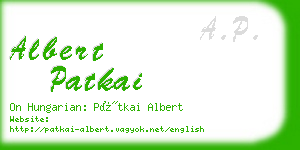 albert patkai business card